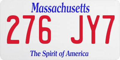 MA license plate 276JY7