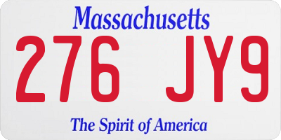 MA license plate 276JY9