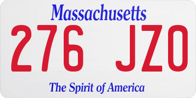 MA license plate 276JZ0