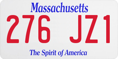 MA license plate 276JZ1