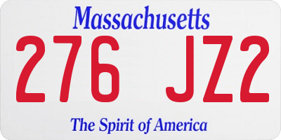 MA license plate 276JZ2