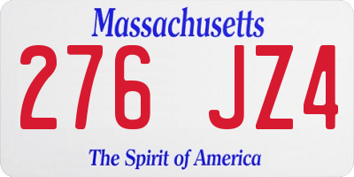 MA license plate 276JZ4