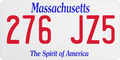 MA license plate 276JZ5