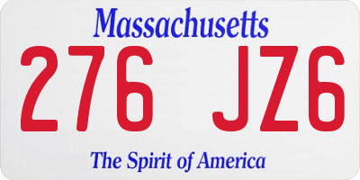 MA license plate 276JZ6