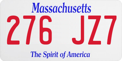 MA license plate 276JZ7