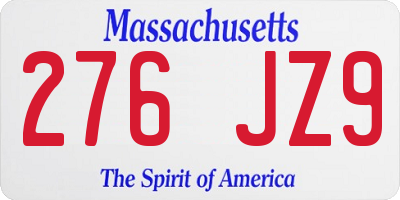MA license plate 276JZ9