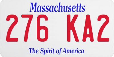 MA license plate 276KA2