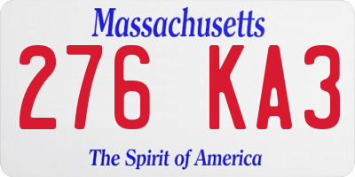 MA license plate 276KA3