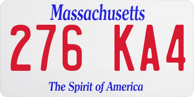 MA license plate 276KA4