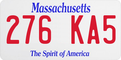 MA license plate 276KA5