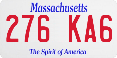 MA license plate 276KA6