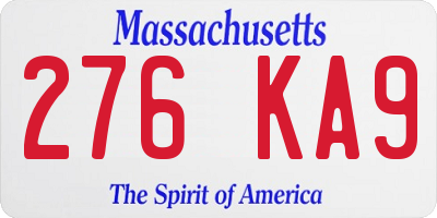MA license plate 276KA9