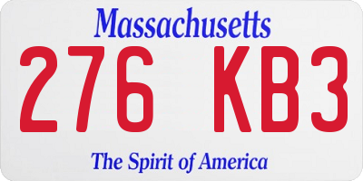 MA license plate 276KB3