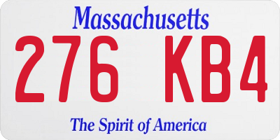 MA license plate 276KB4