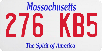 MA license plate 276KB5
