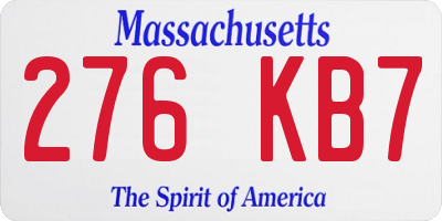 MA license plate 276KB7