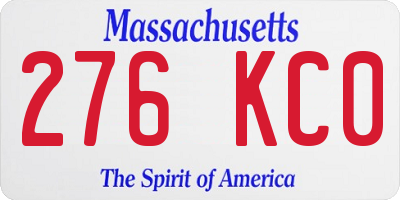 MA license plate 276KC0