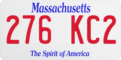 MA license plate 276KC2