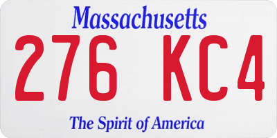 MA license plate 276KC4