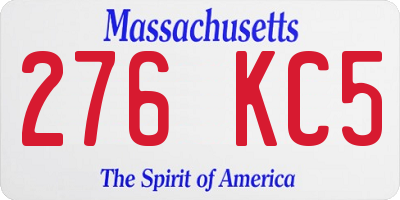 MA license plate 276KC5