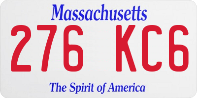 MA license plate 276KC6