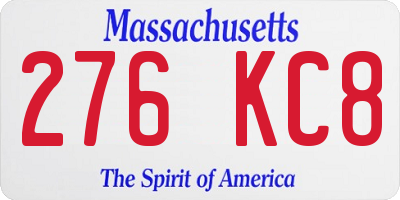 MA license plate 276KC8