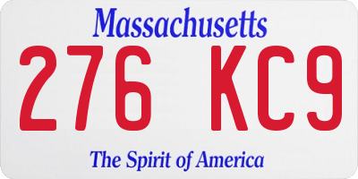 MA license plate 276KC9