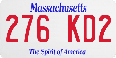 MA license plate 276KD2