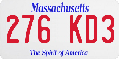 MA license plate 276KD3
