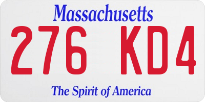 MA license plate 276KD4