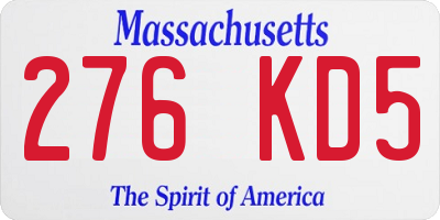 MA license plate 276KD5