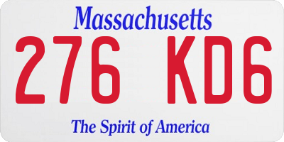 MA license plate 276KD6