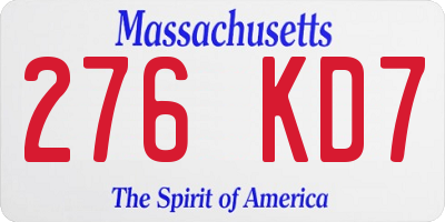 MA license plate 276KD7