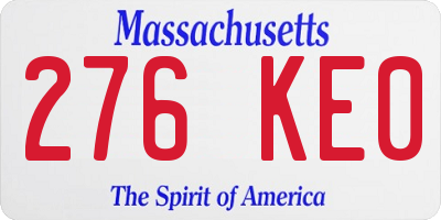 MA license plate 276KE0