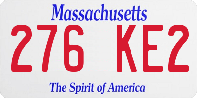 MA license plate 276KE2