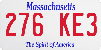 MA license plate 276KE3