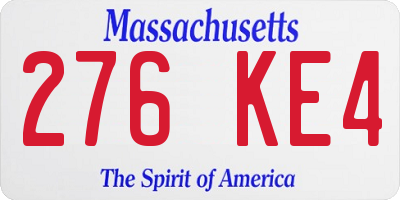 MA license plate 276KE4
