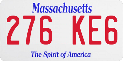 MA license plate 276KE6
