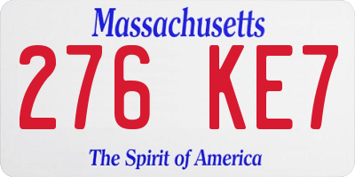MA license plate 276KE7