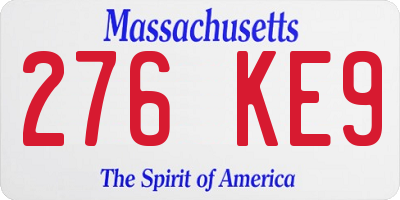 MA license plate 276KE9