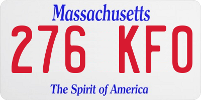 MA license plate 276KF0