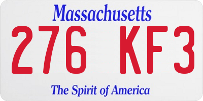 MA license plate 276KF3