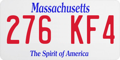 MA license plate 276KF4