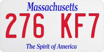 MA license plate 276KF7