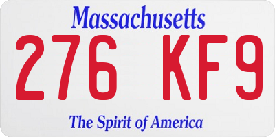 MA license plate 276KF9