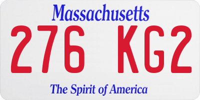 MA license plate 276KG2