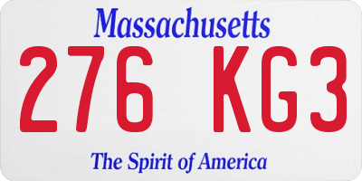 MA license plate 276KG3