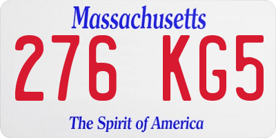 MA license plate 276KG5