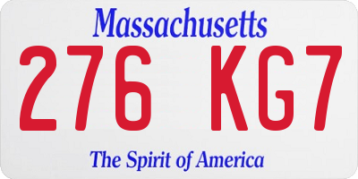 MA license plate 276KG7