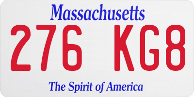 MA license plate 276KG8